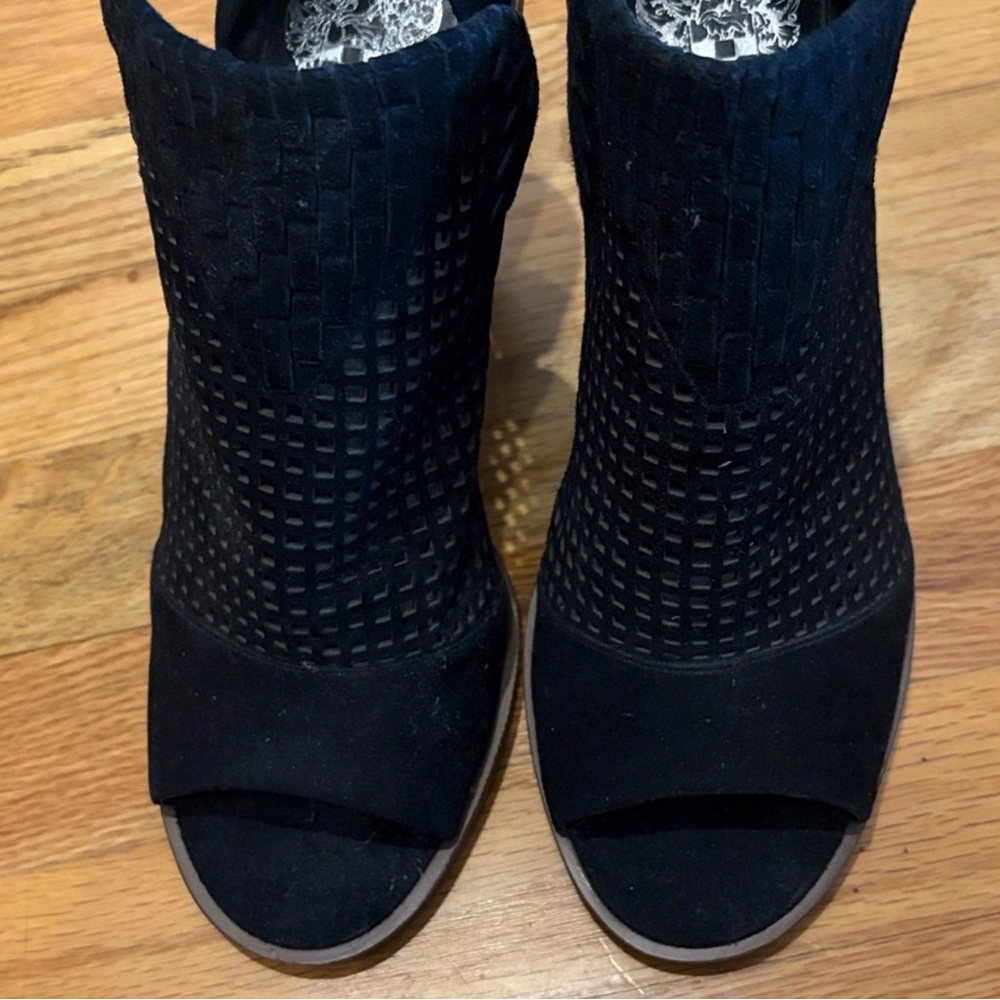 Vince Camuto Black Peep-Toe Wedge Heels - Picture 7 of 7